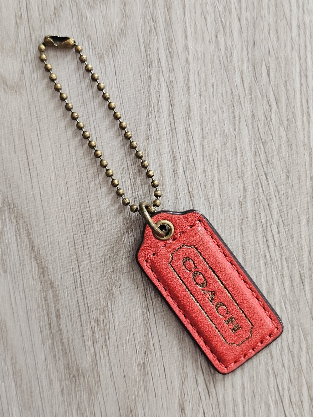 Coach Red‎ Leather Gold Embossed, Brass Hardware Hangtag